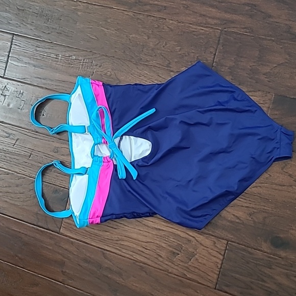 EoMenie Navy Blue with Pink & Teal Swimsuit size XL - Picture 2 of 6
